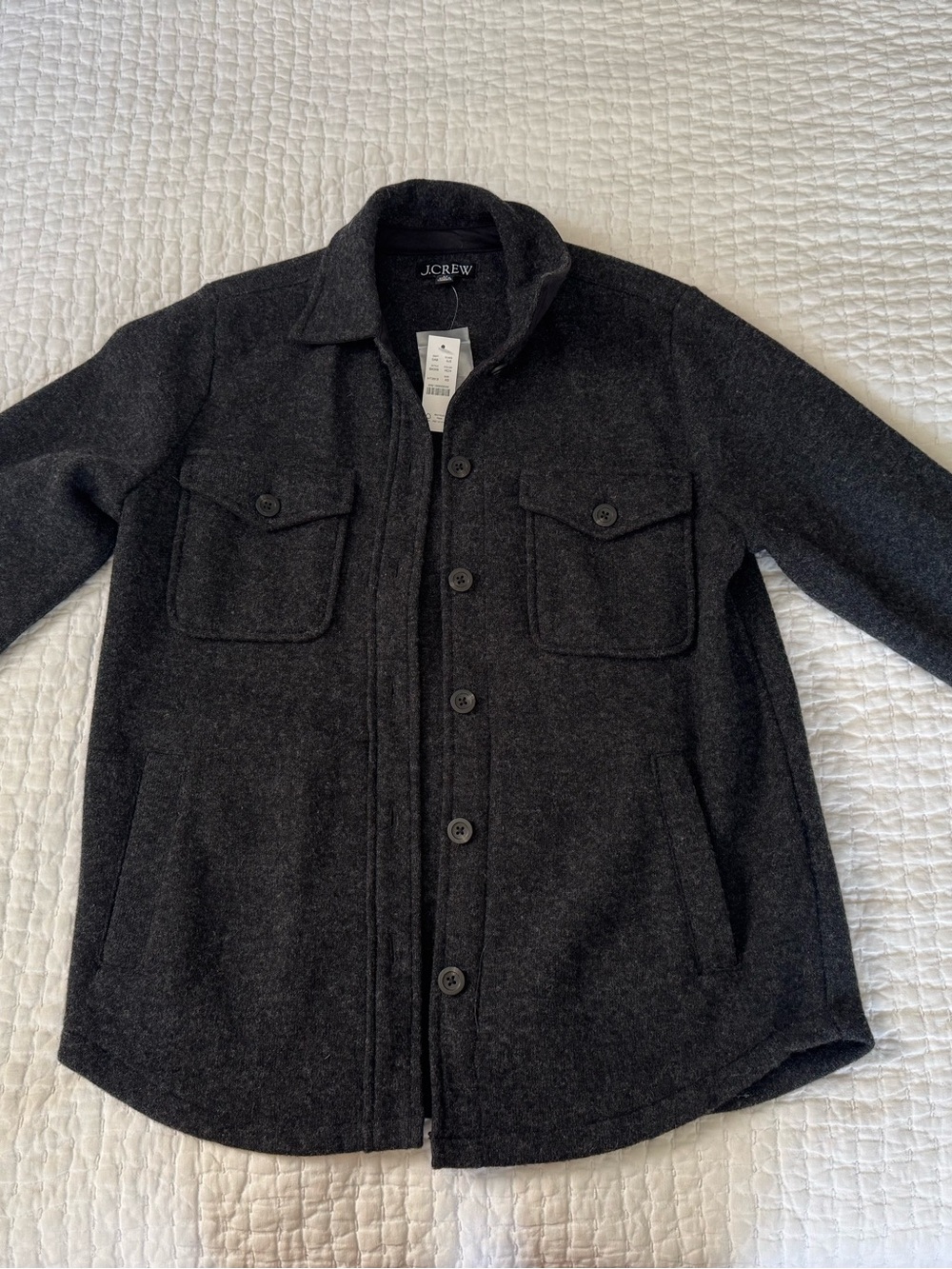 J. Crew Dark Charcoal Button-Front Shirt Jacket